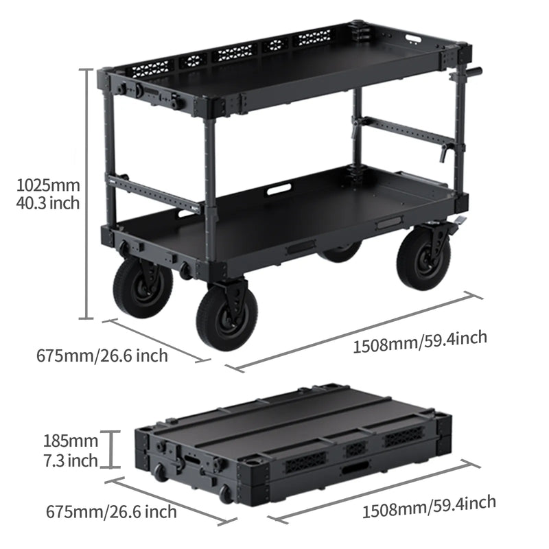 Selens Foldable Video Production Camera Cart Workstation with Wheels 55" SCF2-CW55