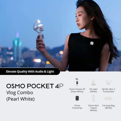 Osmo Pocket 4P Vlog Combo Pearl White dual-lens pocket gimbal camera