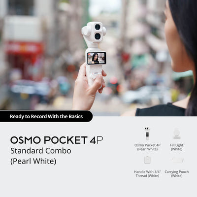 Osmo Pocket 4P Standard Combo Pearl White dual-lens pocket gimbal camera