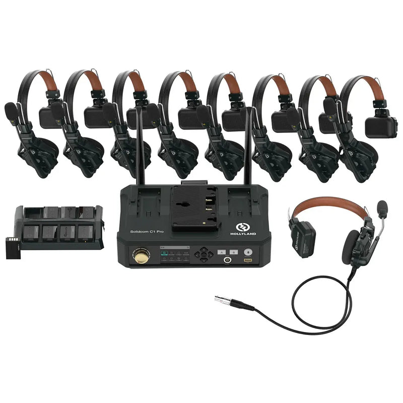 Hollyland Solidcom C1 Pro-Hub8S ENC 9-Person Full-Duplex Wireless Intercom System with Hub (1.9 GHz)