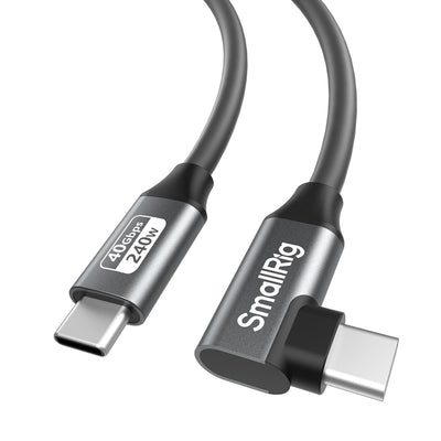 SmallRig USB4 40Gbps USB-C Cable, 240W Fast Charging & 8K@60Hz Video & 40Gbps Data Transfer, 35cm/13.8in Straight to Angled Connectors with Cable Tie, for MacBook for iPad Pro for iPhone - 5075