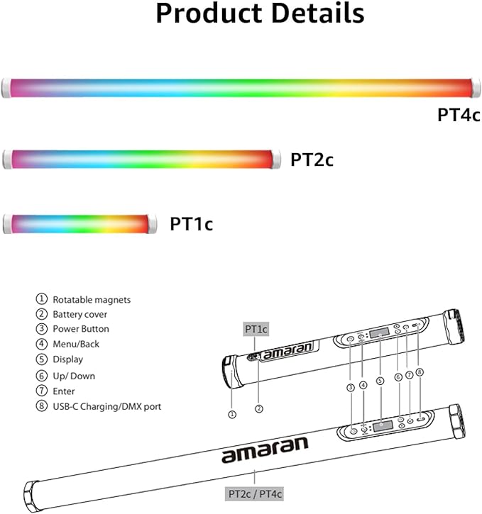 Amaran PT4C RGBWW LED Pixel Tube Light 9.6W (4ft)