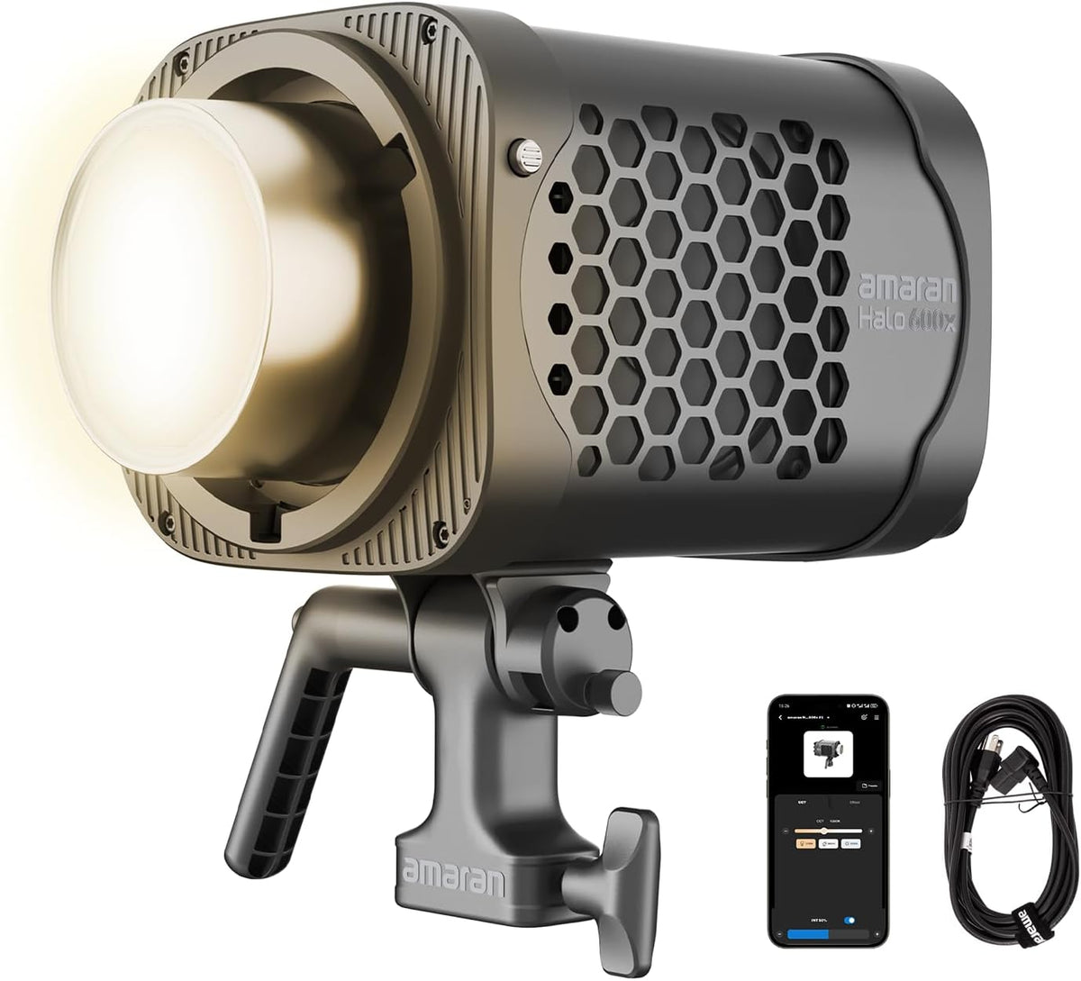 amaran Halo 600x bi-colour COB LED light with power cable