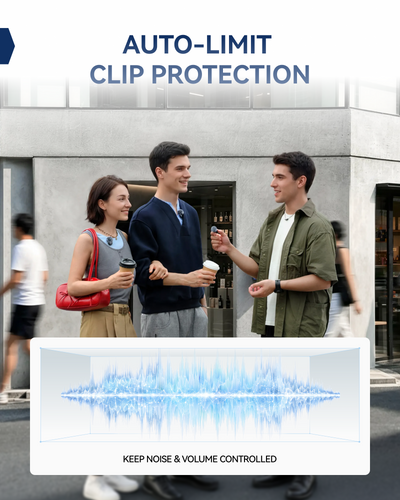 Hollyland LARK M3 Auto-Limit clip protection keeps sudden loud speech under control
