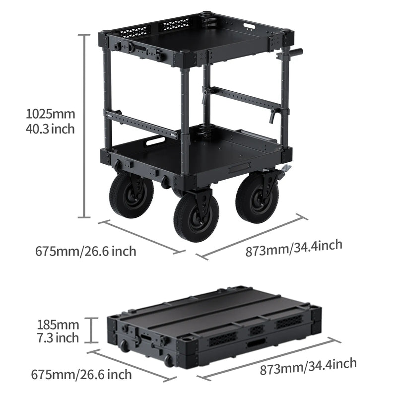 Selens Foldable Video Production Camera Cart Workstation with Wheels 30" SCF2-CW30