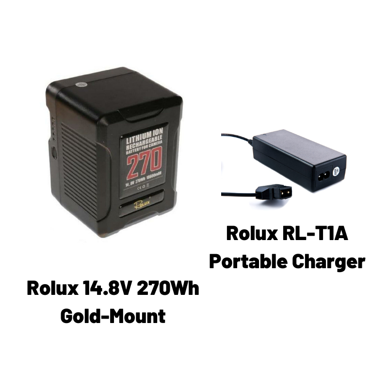 Rolux 14.8V 270Wh Gold-Mount Battery with D-Tap Charger Kit