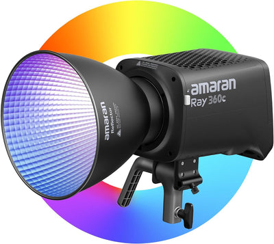 amaran Ray 360c RGB LED light with reflector