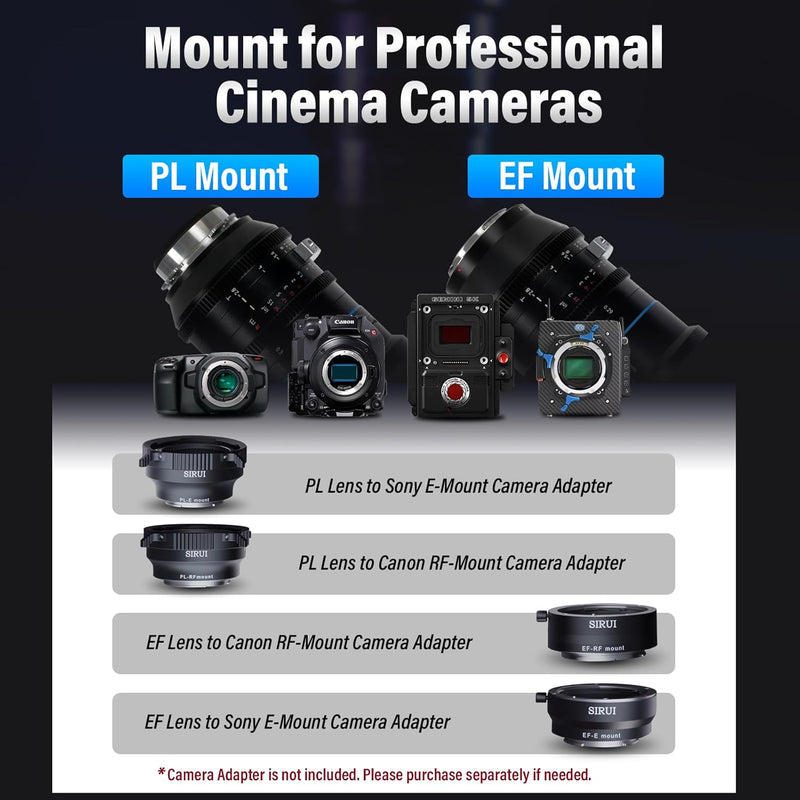 SIRUI Jupiter Macro T2 Full-Frame Cine Prime Lens Set (24mm, 35mm, 50mm, 75mm and 100mm Cinema Lens Set) PL Mount