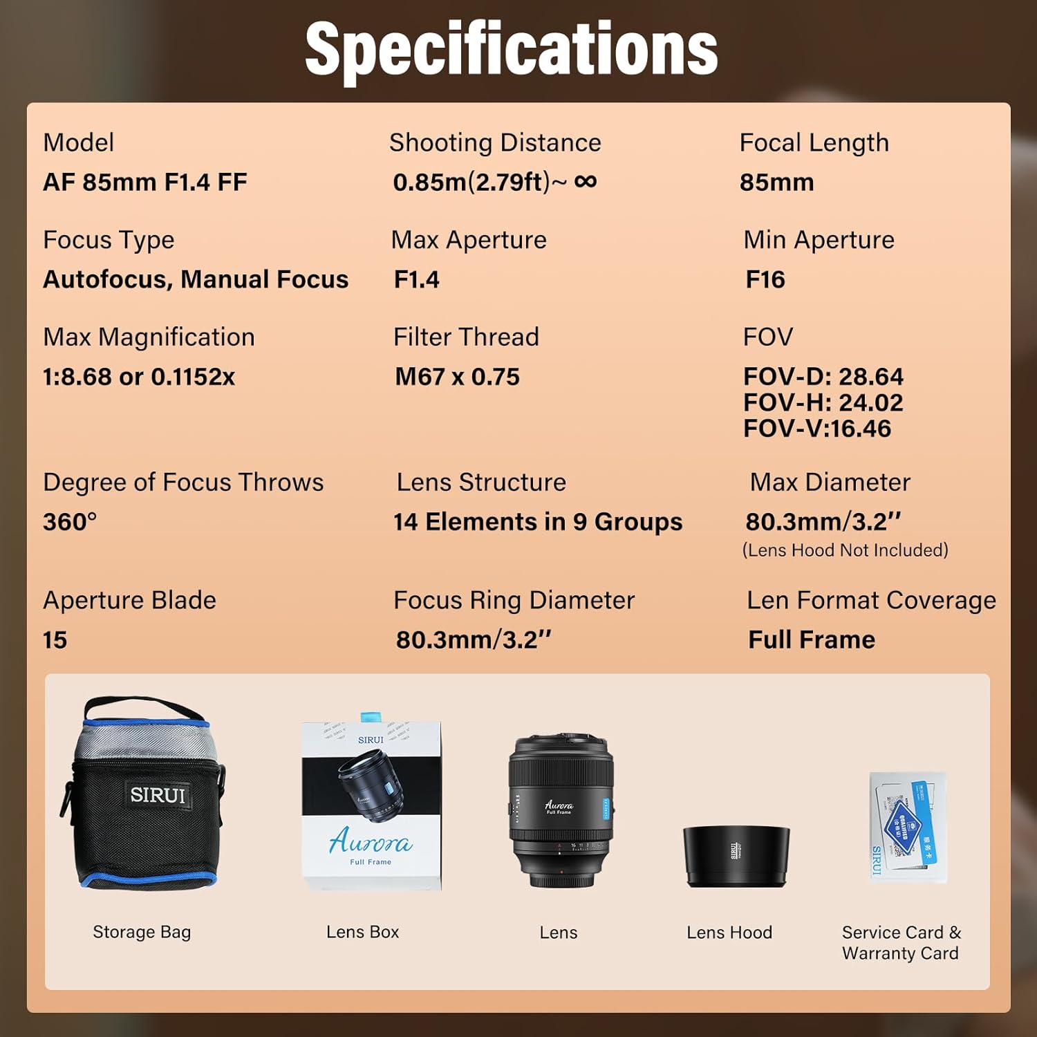 SIRUI Aurora 85mm f/1.4 Full-Frame Autofocus Lens (Sony E-mount)