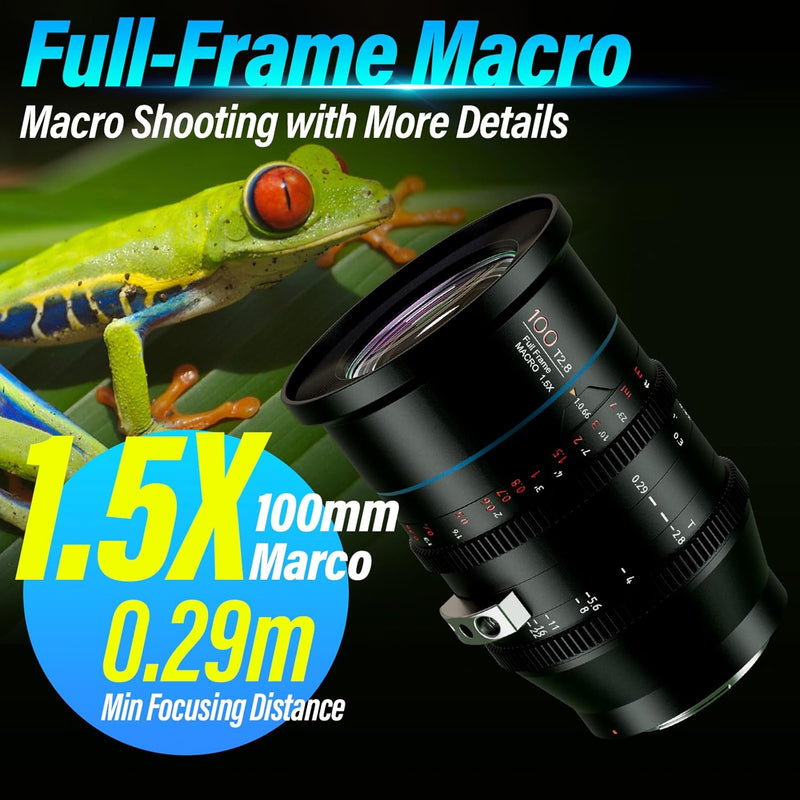 SIRUI Jupiter Macro T2 Full-Frame Cine Prime Lens Set (24mm, 35mm, 50mm, 75mm and 100mm Cinema Lens Set) PL Mount