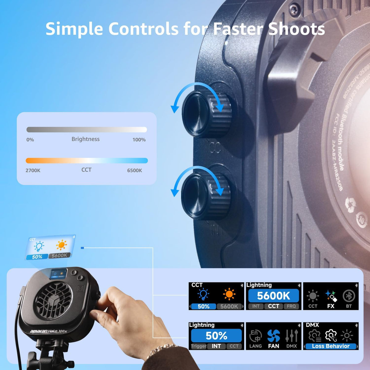 amaran Halo 100x: Simple Controls for Faster Shoots