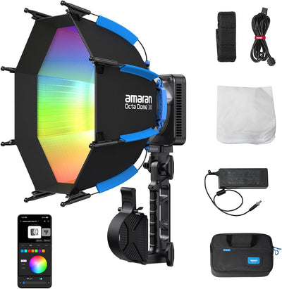 amaran Ray 120c RGB LED light kit with Octa Dome 30 softbox
