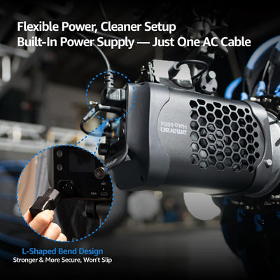 amaran Halo 600x: Flexible Power, Cleaner Setup with Built-In Power Supply