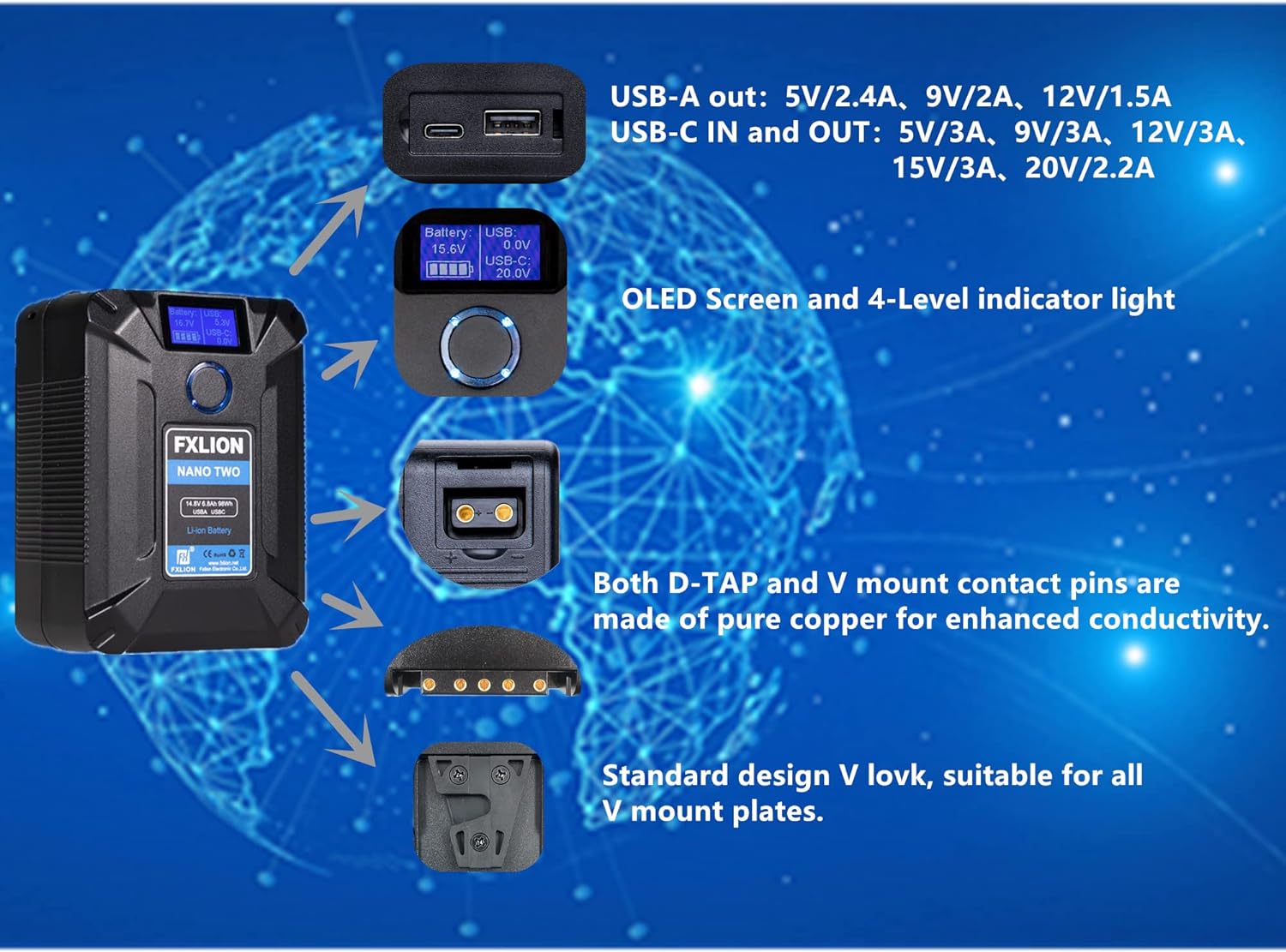 FXLION Fxlion Nano Two Wireless 98Wh V-lock Battery, 14.8V - Film Gear Canada
