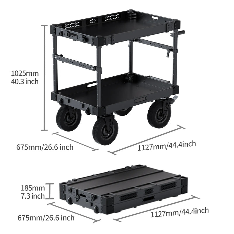 Selens Foldable Video Production Camera Cart Workstation with Wheels 40" SCF2-CW40