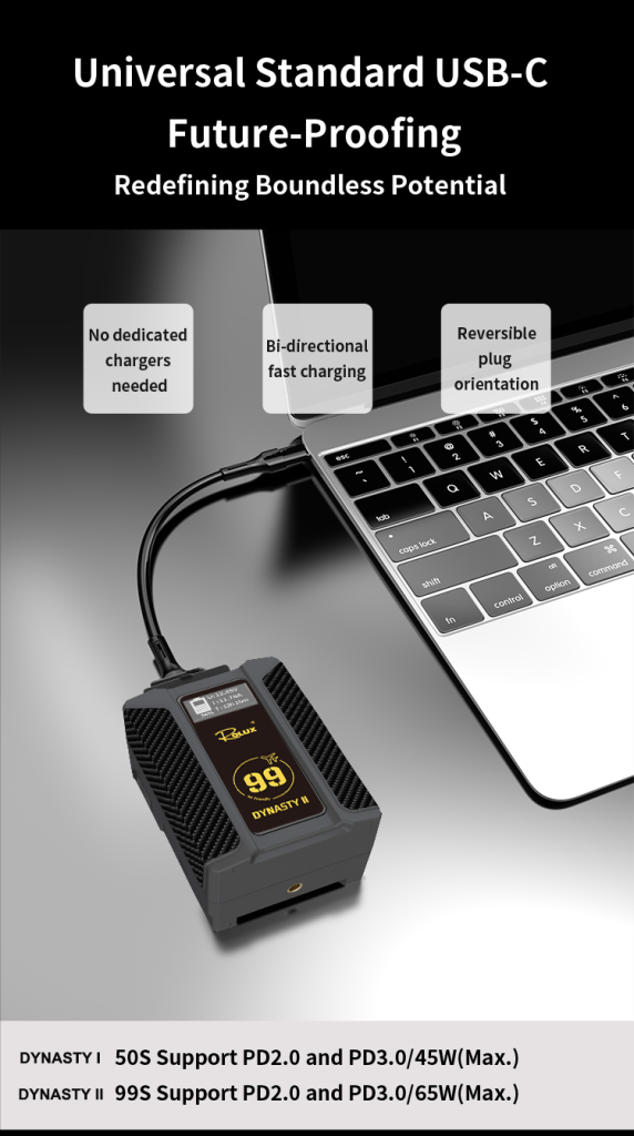 Rolux Dynasty II 99Wh V-Mount Battery USB-C Input/Output
