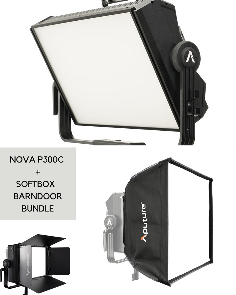(BUNDLE) Aputure Nova P300c Panel + Softbox + Barndoor
