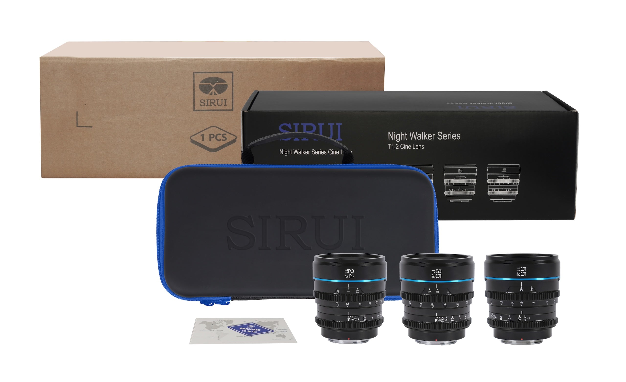 SIRUI Night Walker T1.2 S35 3-Lens Set 24/35/55mm E – Filmgear Canada