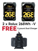 Rolux 268Wh 14v Heavy Duty V-Mount Battery FREE Dual Charger