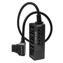 Kondor Blue 12V Metal D-Tap Hub Voltmeter 4 Way Port Power Tap Splitter (1/4”-20 Threads) (Raven Black）