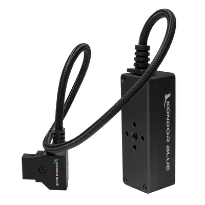 Kondor Blue 12V Metal D-Tap Hub Voltmeter 4 Way Port Power Tap Splitter (1/4”-20 Threads) (Raven Black）