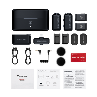 Hollyland LARK MAX 2 Combo 2-person wireless microphone system kit in Space Gray