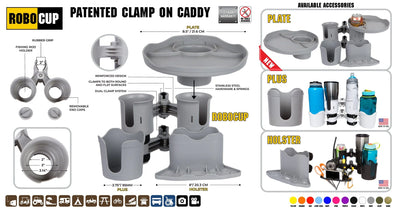 Robocup RoboCup Clamp-On Dual Cup Holder (Grey) - Film Gear Canada