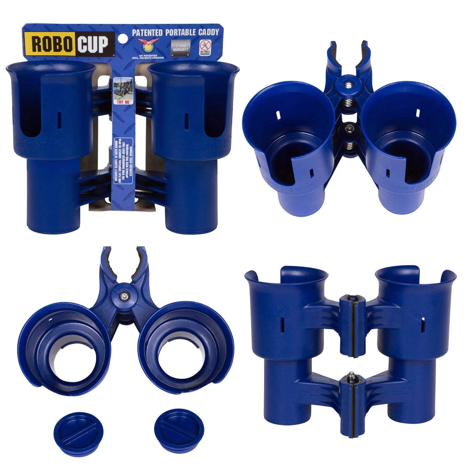 RoboCup Clamp-On Dual Cup Holder (Navy)