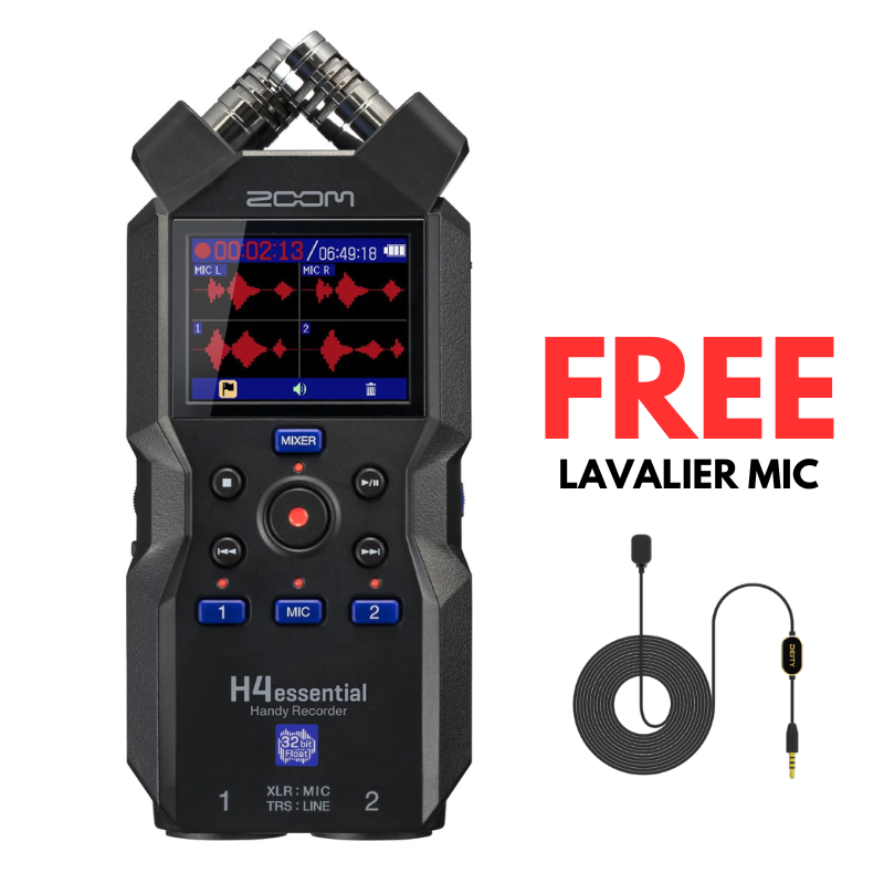 (Bundle)Zoom H4essential Audio Recorder with Free Deity V.lav Lavalier