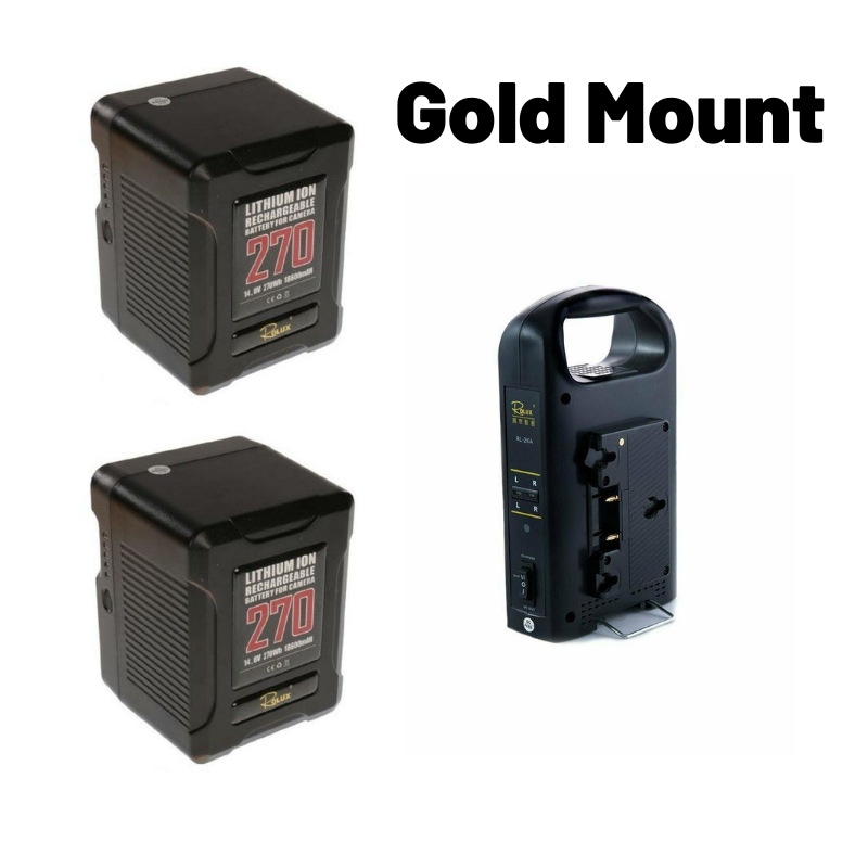 Rolux 14.8V 270Wh Gold-Mount Batteries with Dual Charger Kit