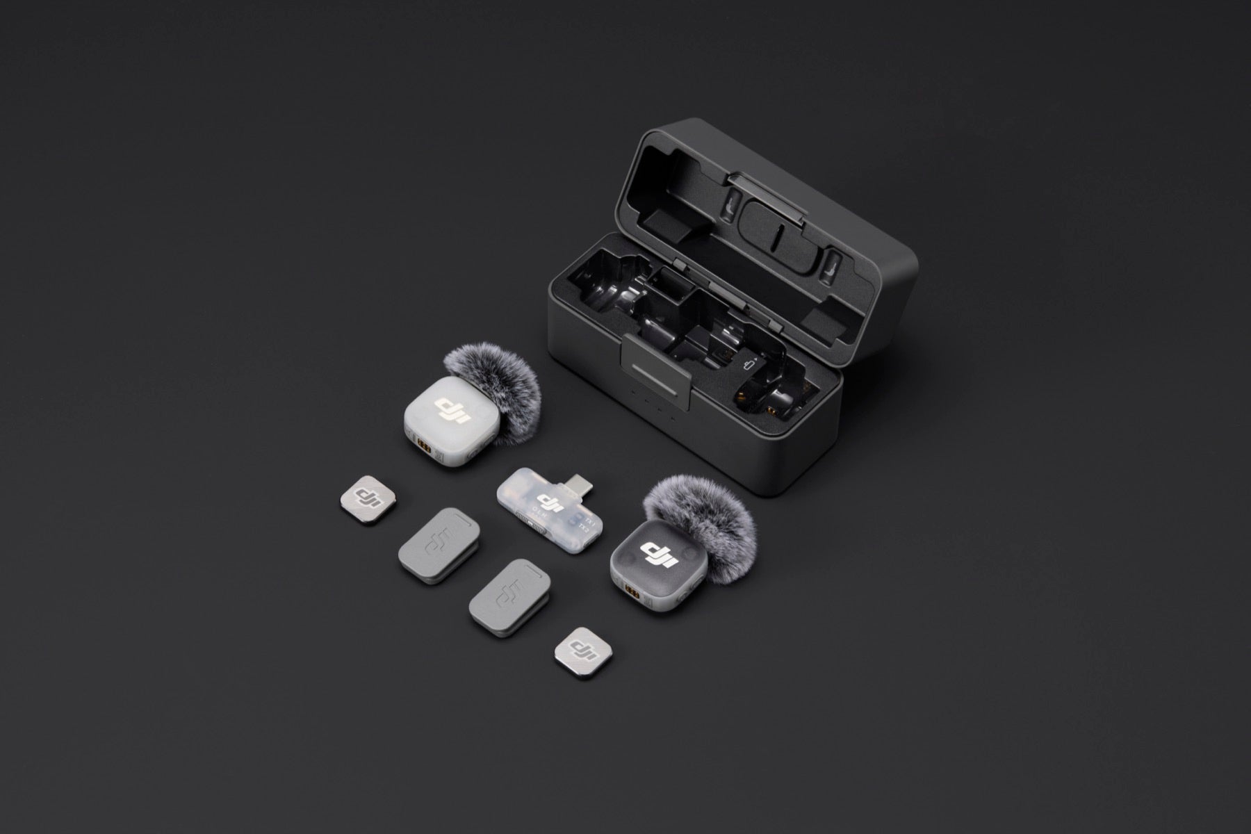 DJI Mic Mini 2 (2 TX + 1 Mobile RX + Charging Case) charging case kit view 3 - Filmgear Canada