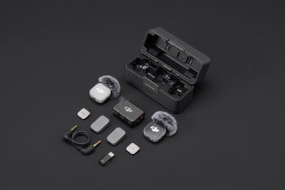 DJI Mic Mini 2 (2 TX + 1 RX + Charging Case) charging case kit view 2 - Filmgear Canada