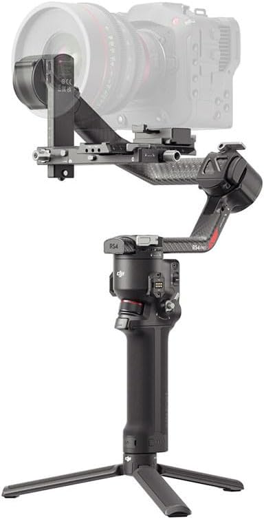 DJI RS 4 Pro gimbal side view with camera shown for illustration