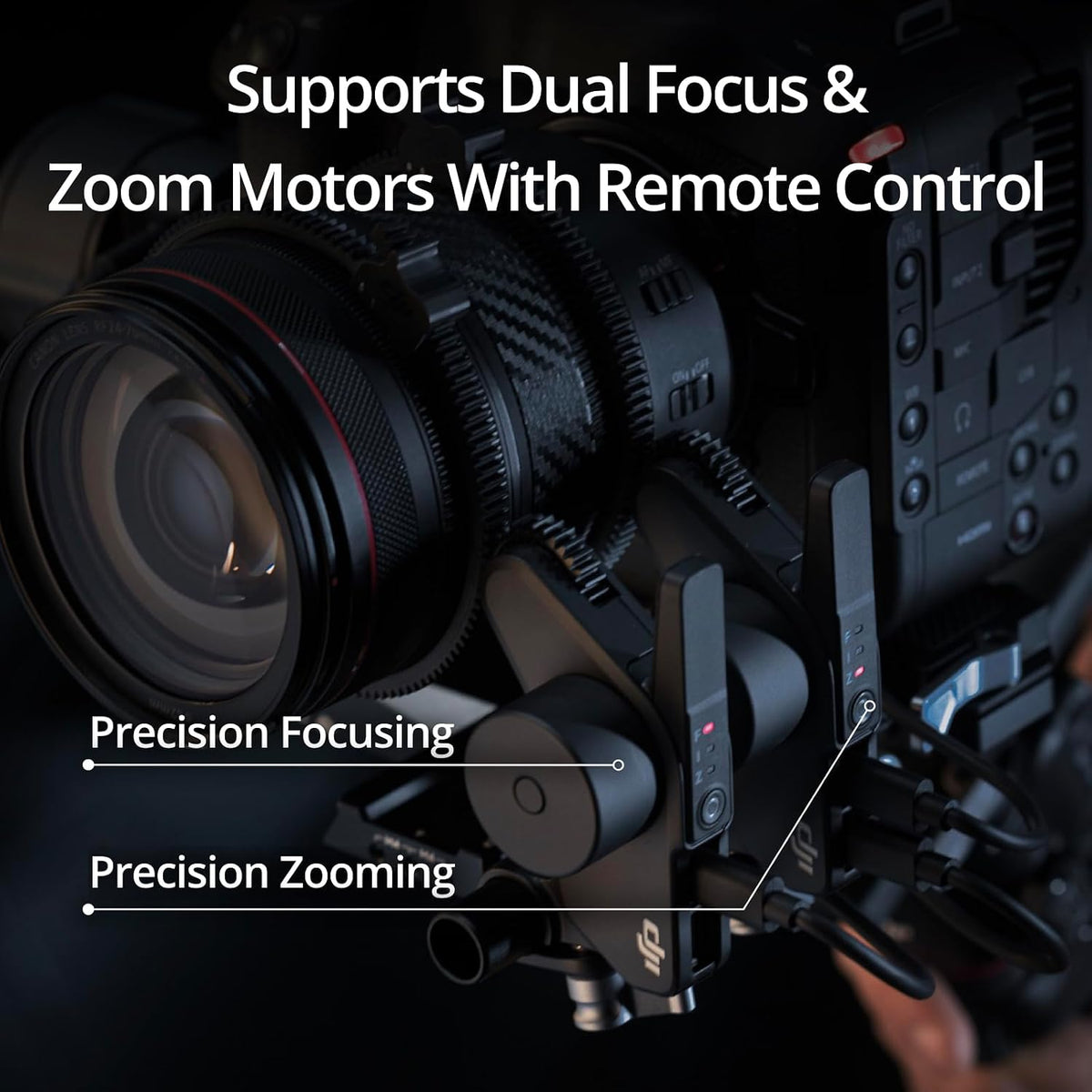 DJI RS 4 Pro dual focus and zoom motor control demonstration; second motor sold separately
