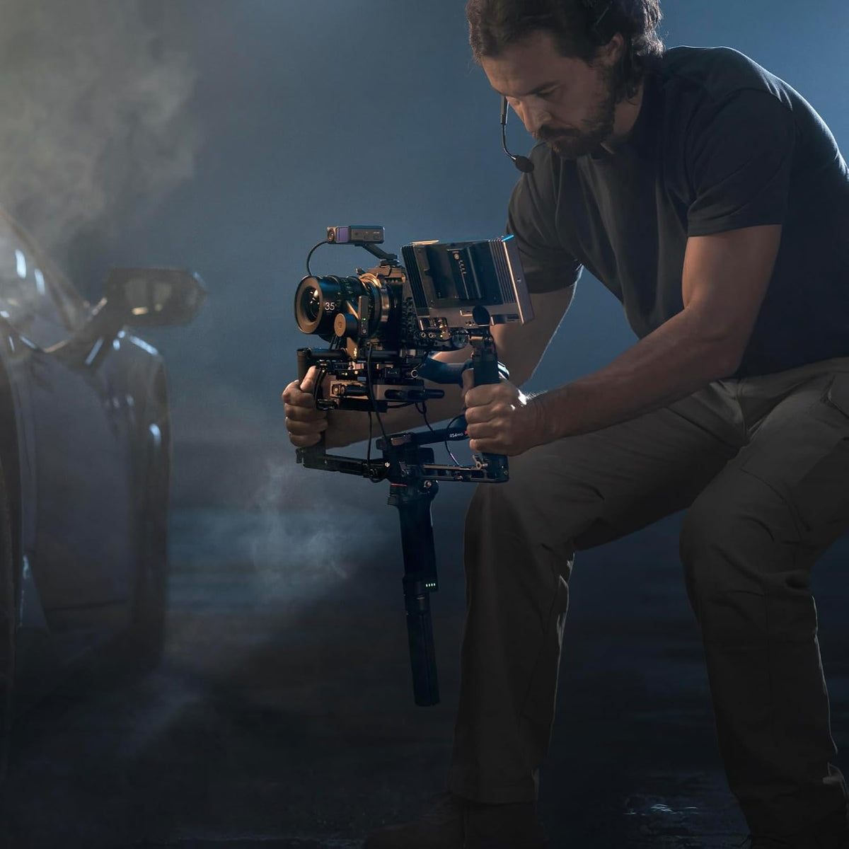 DJI RS 4 Pro in use on a professional camera shoot