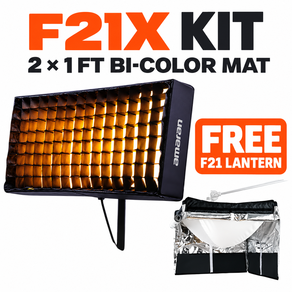 Amaran F21X 2x1 bi-color flexible LED mat kit with free F21 Lantern