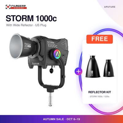 Aputure STORM 1000c with Wide Reflector (US Plug) and free STORM 1000c/1200x Reflector Kit; Autumn Sale, October 6-19.