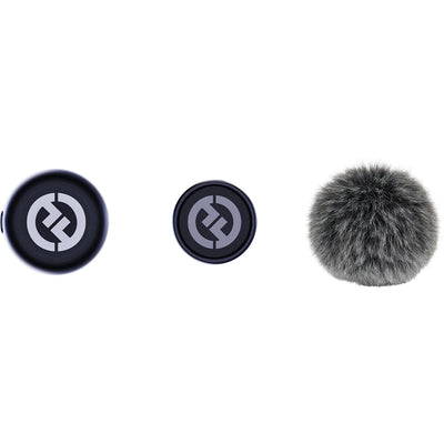 Hollyland LARK M3 Transmitter in space gray with magnet and furry windshield