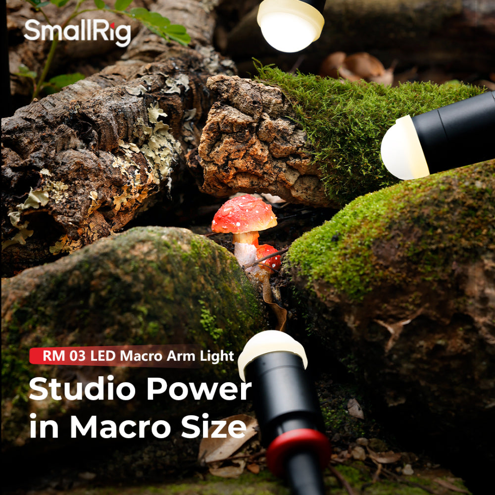 SmallRig RM 03 official detail image showing the bendable macro LED light