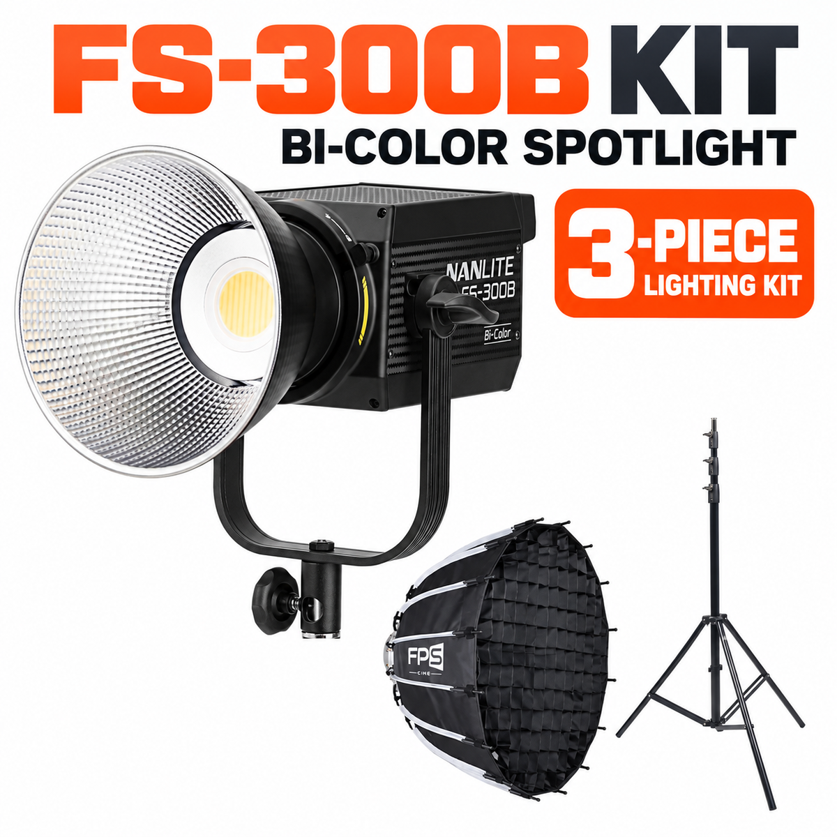 Nanlite FS-300B lighting kit with softbox and light stand