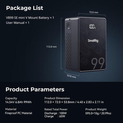 SmallRig VB99 SE Mini V-Mount Battery 4608