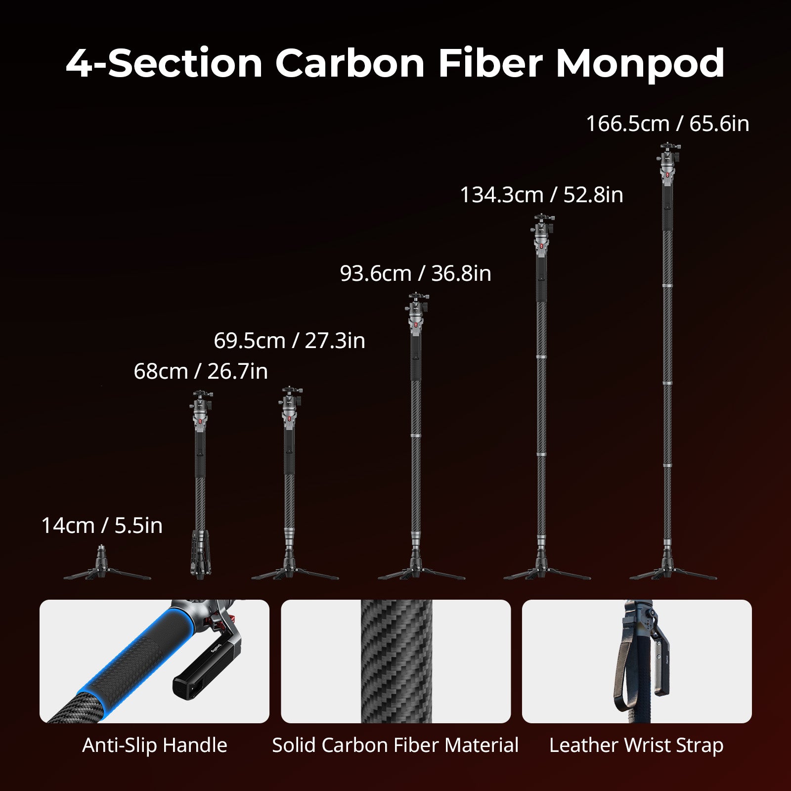 SmallRig Carbon Fiber Monopod with Ball Head for Photography 5564