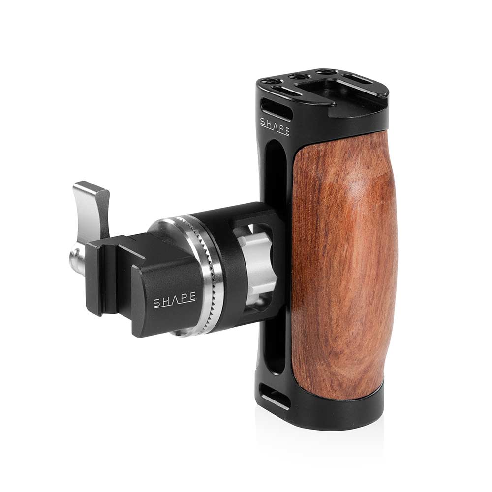 SHAPE Universal Wooden Pivoting Side Handgrip NATO Clamp with ARRI Rosette