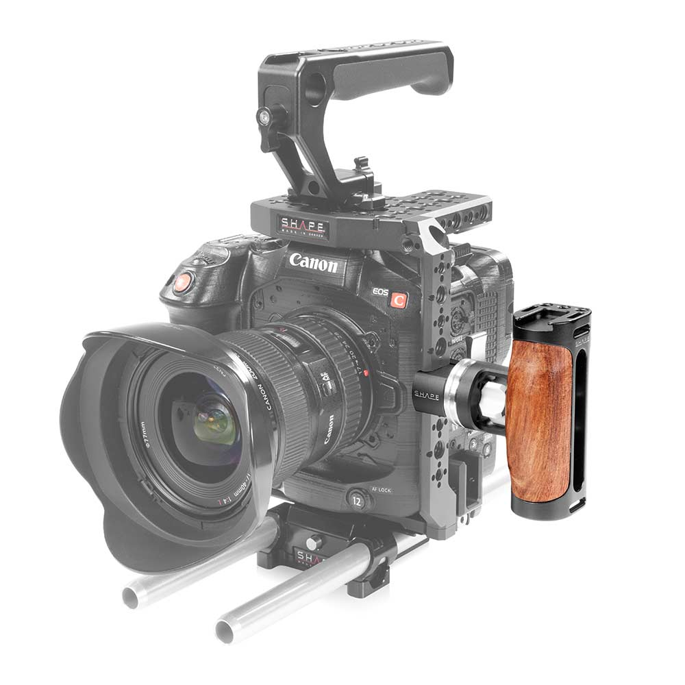 SHAPE Universal Wooden Pivoting Side Handgrip NATO Clamp with ARRI Rosette product view 2