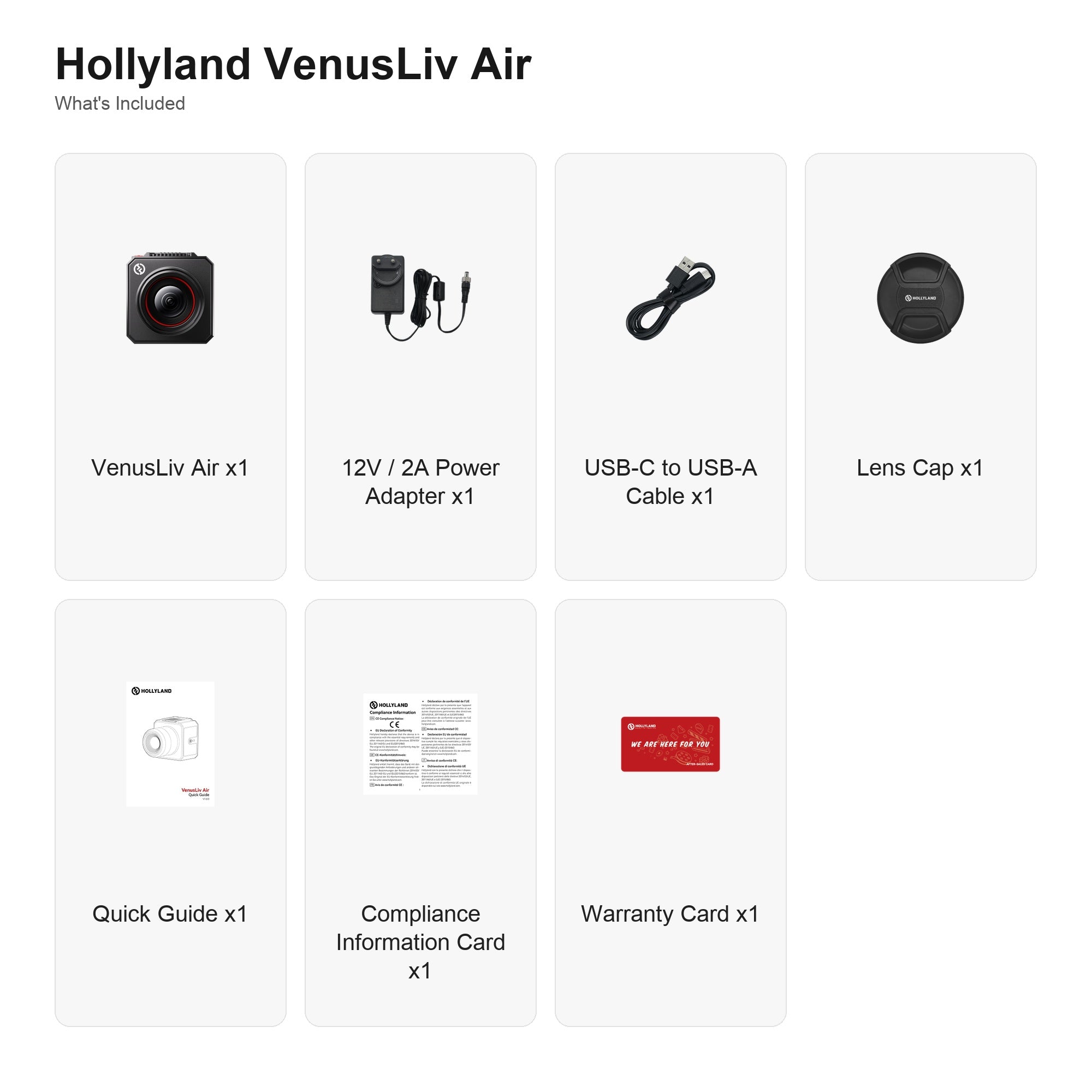 Hollyland VenusLiv Air 4K live streaming camera with included accessories