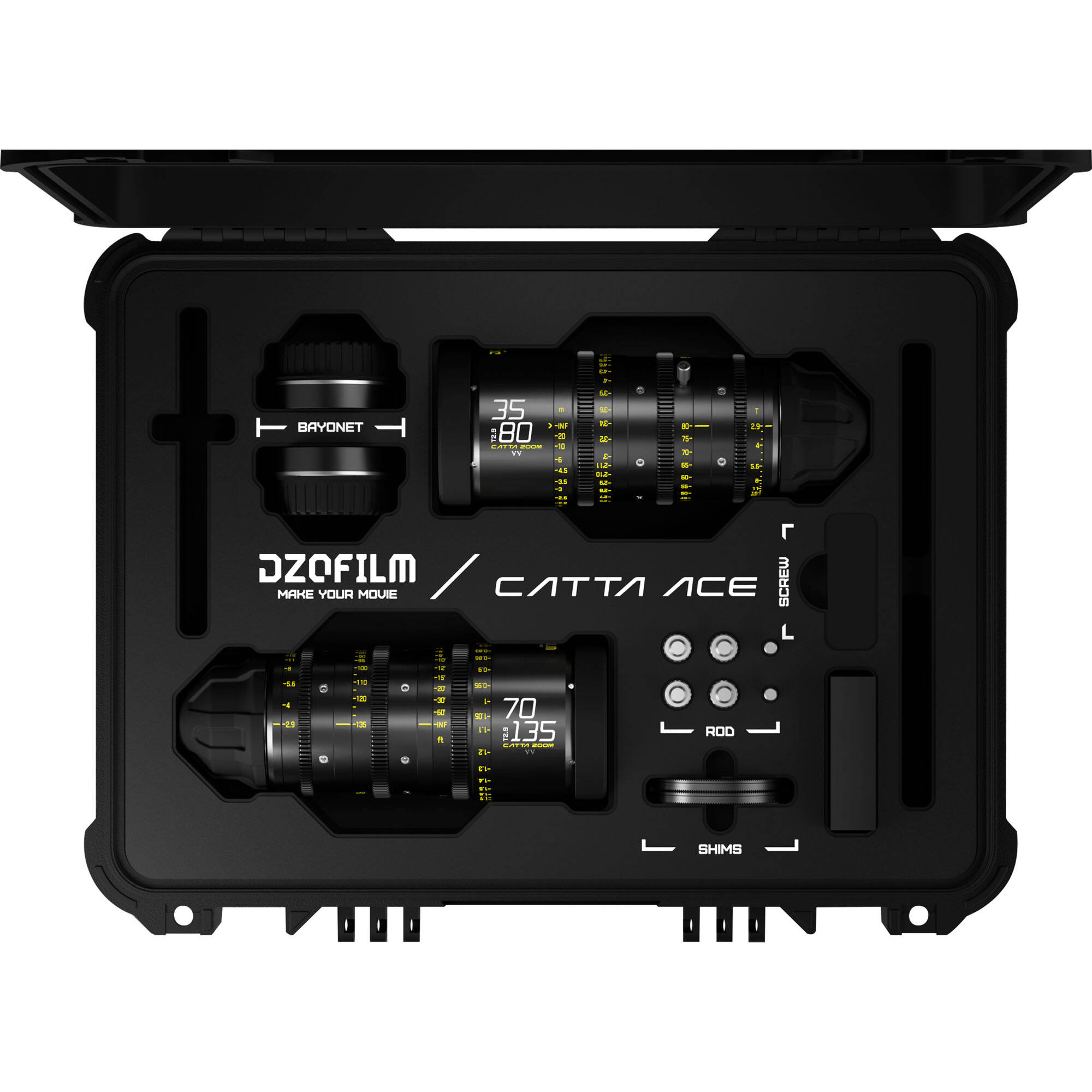DZOFilm CATTA Ace FF Zoom 35-80 & 70-135mm T2.9 Lens Kit (PL/EF, Black)