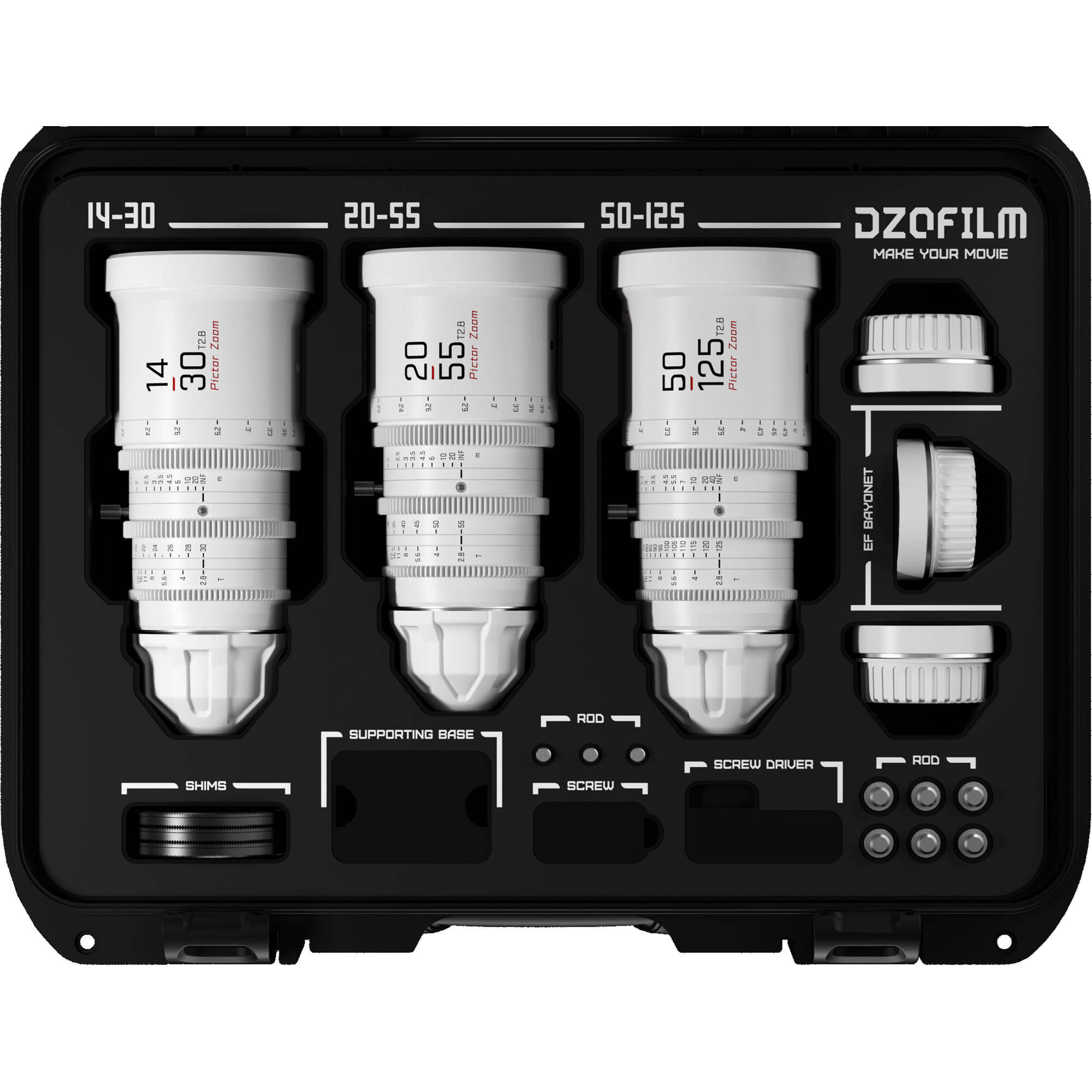 DZOFILM DZOFilm Pictor T2.8 Super35 Zoom 3-Lens Bundle 14-30/20-55/50-125 (PL & EF Mount) - Film Gear Canada