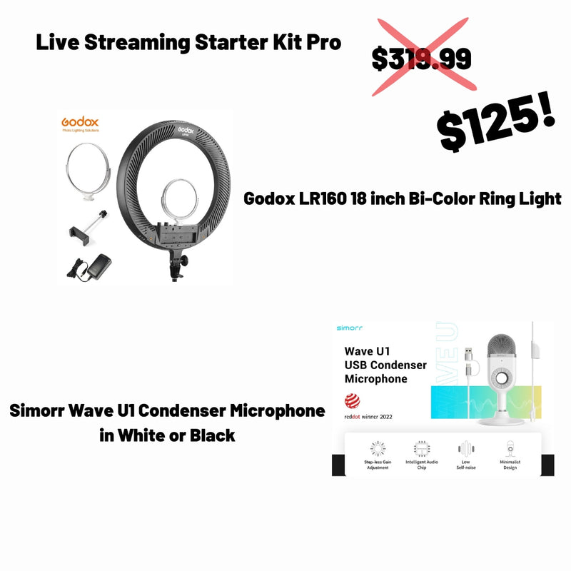 Live Streamer Starter Kit Pro (18 Inch Ring Light + USB Microphone)