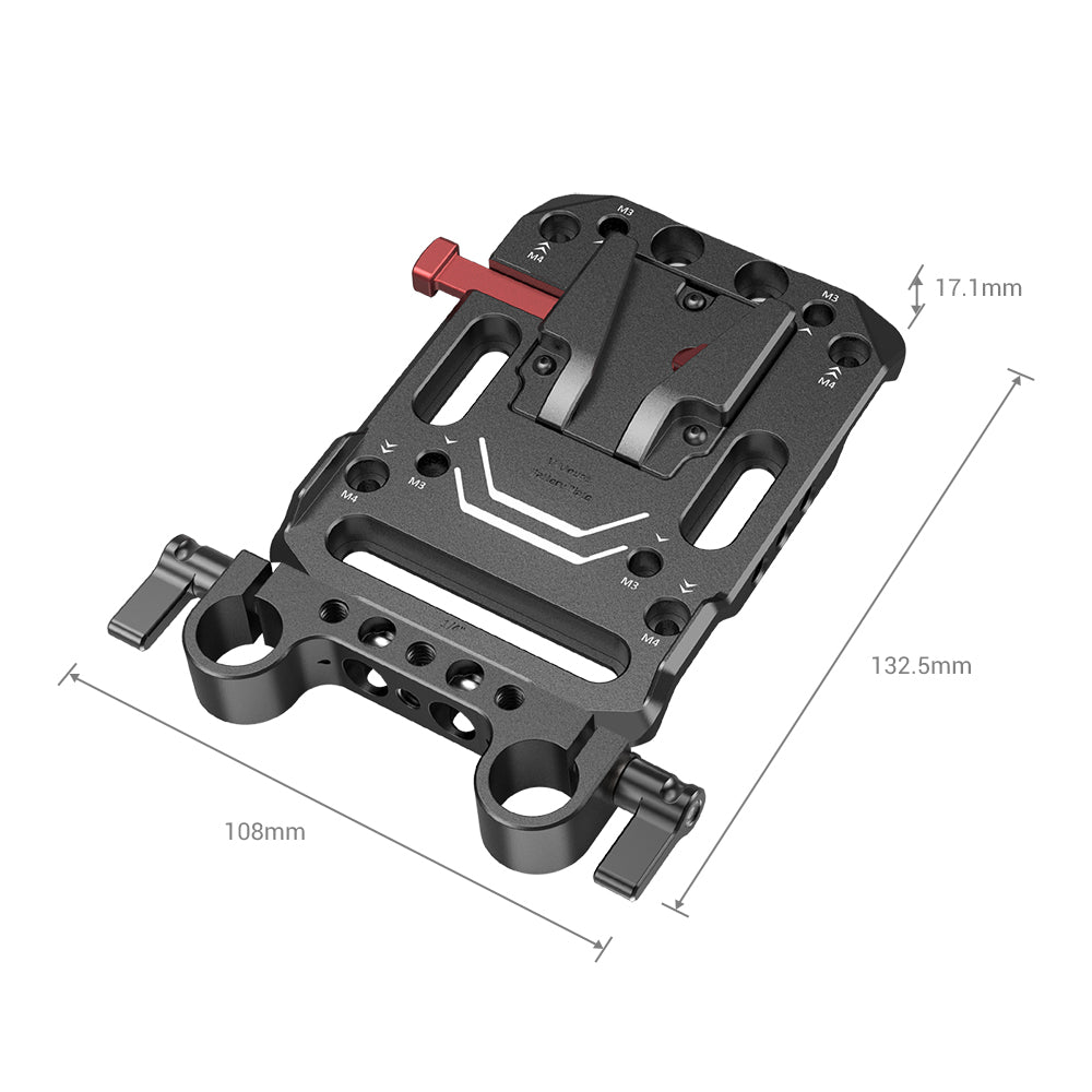 SmallRig V Mount Battery Plate with Dual 15mm Rod Clamp #3016 - Filmgear Canada