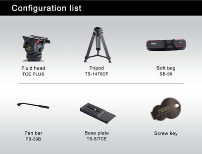 Teris TCE-CF PLUS Carbon Fiber Tripod Kit 7kg (15lb) Capacity 75mm Bowl Head - Filmgear Canada